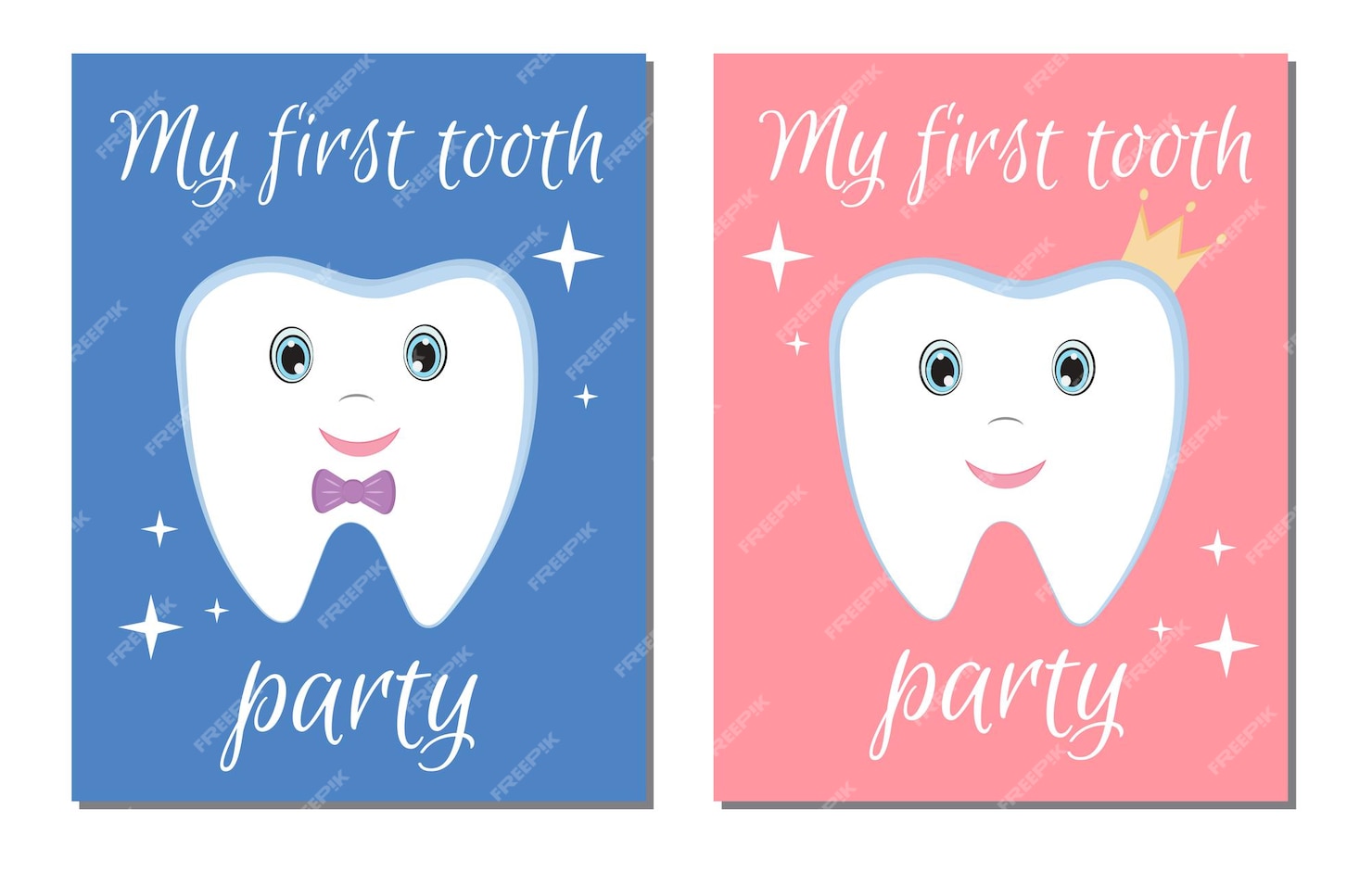 Convite para a primeira festa de dente para menino e menina bonito