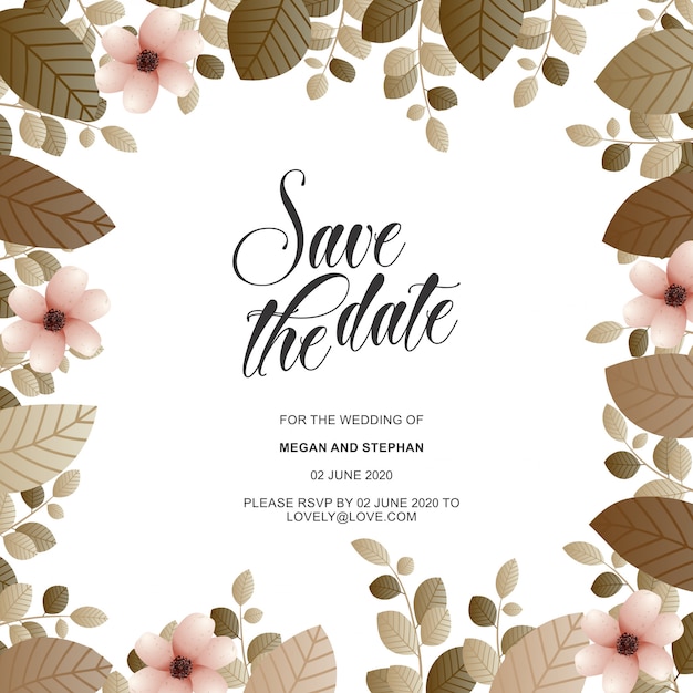Convites florais elegantes do casamento Vetor Premium
