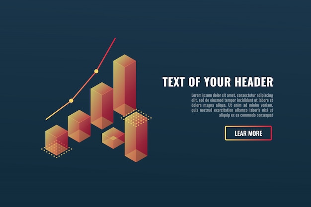 Cool banner com gráficos, conceito de visualização de dados, crescendo, sucesso nos negócios Vetor grátis