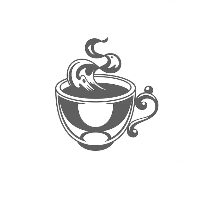 Copo do café ou de chá com ilustração do vetor do vapor. Vetor Premium