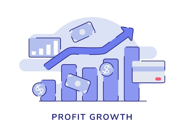 Crescimento lucro conceito gráfico de barras seta tendência positiva