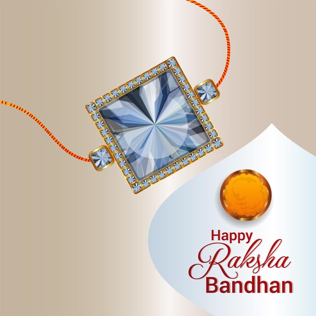 Crystal Rakhi Para Feliz Raksha Bandhan Vetor Premium