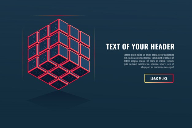 Cubo consistindo de um conjunto de unidades, conceito de banco de dados, rack de servidor, blockchain Vetor grátis