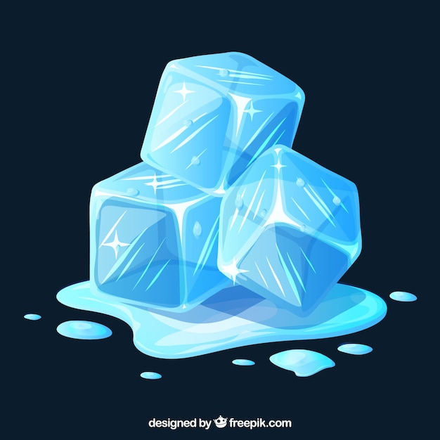 Cubos de gelo derretendo com design plano Vetor grátis