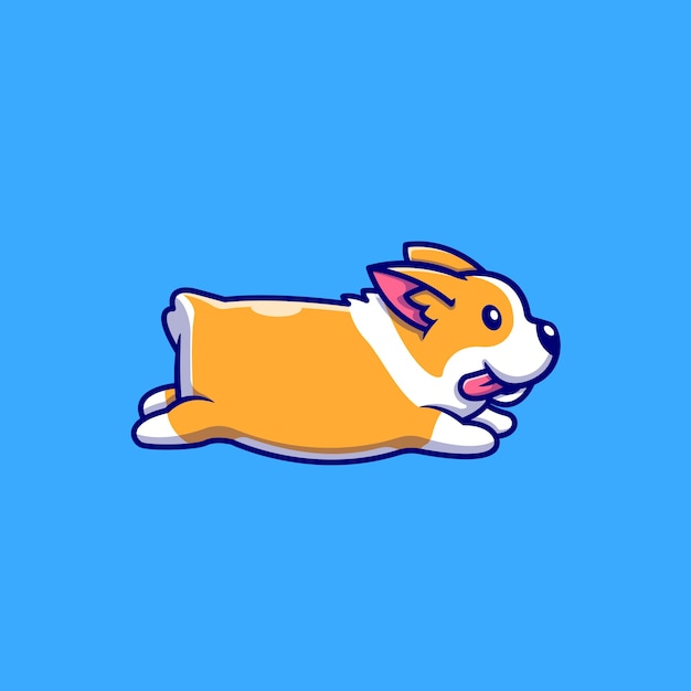 Cute corgi running cartoon illustration | Vetor Grátis