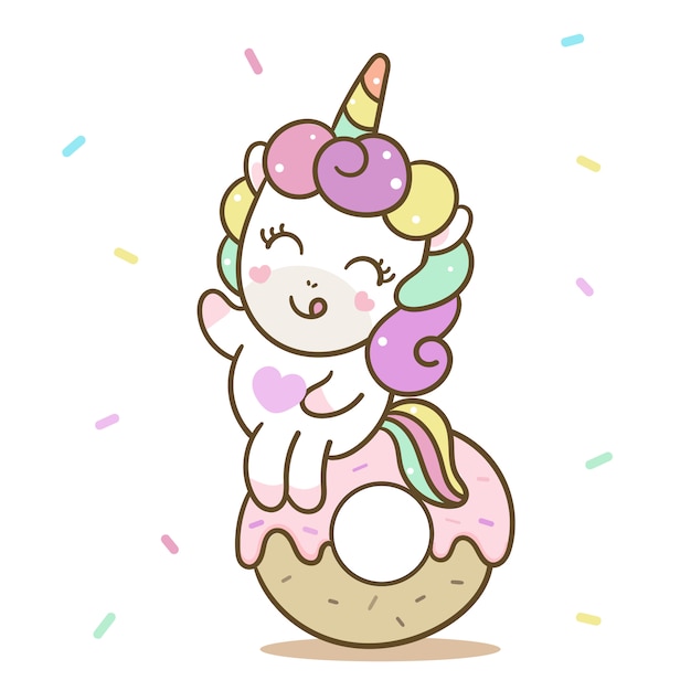 Download Cute unicorn vector feliz aniversário donut | Vetor Premium