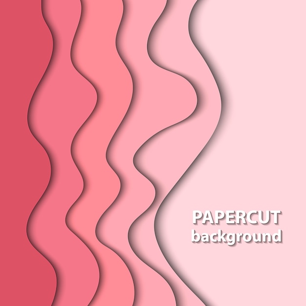 De fundo vector com corte de papel cor-de-rosa Vetor Premium