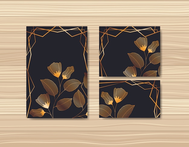 Definir cartões de convites com decoração floral Vetor grátis