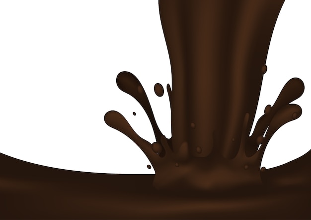 Derramando e respingo de leite com chocolate Vetor Premium