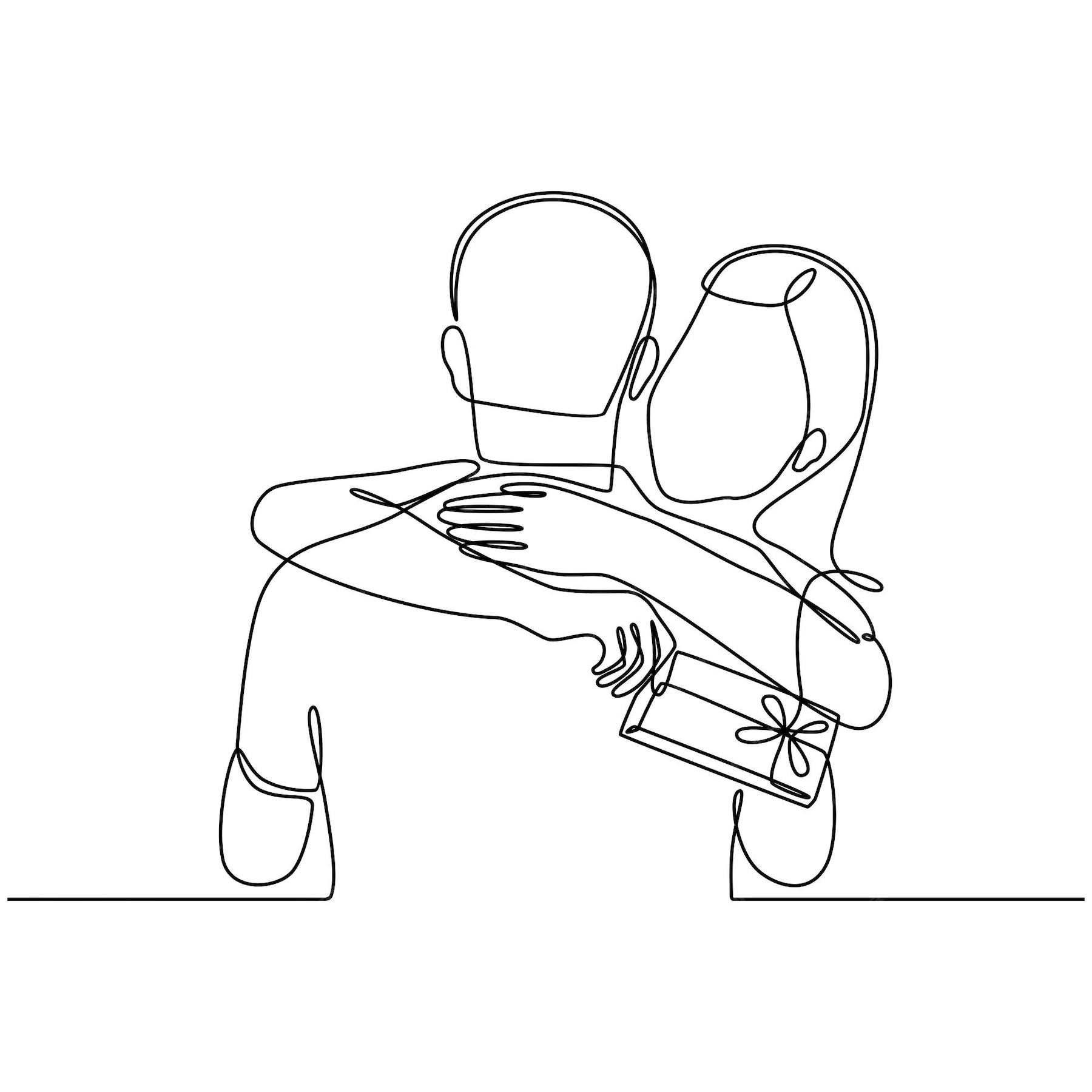 Desenho De Linha Contínua De Jovem Casal Se Abraçando Com Ilustração Vetorial Embrulhada Para 7041