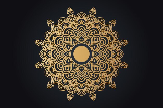 Desenho De Mandala Ornamental De Luxo Em Ouro Vetor Premium