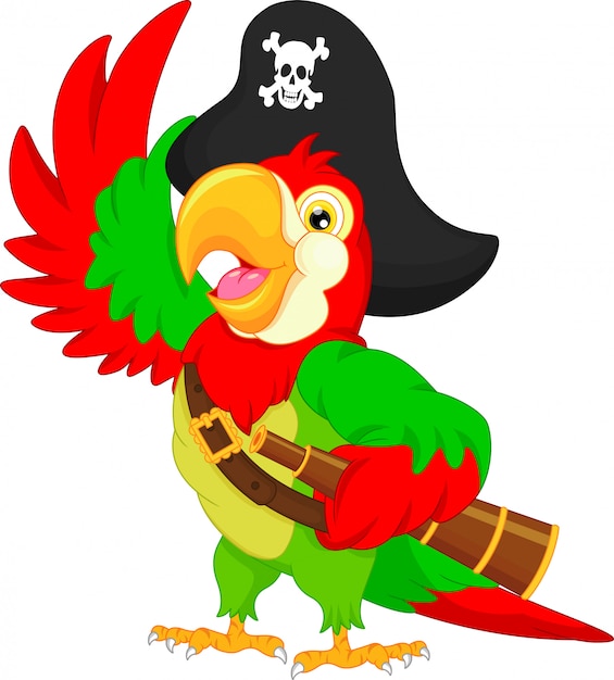 Desenho De Papagaio De Pirata Vetor Premium