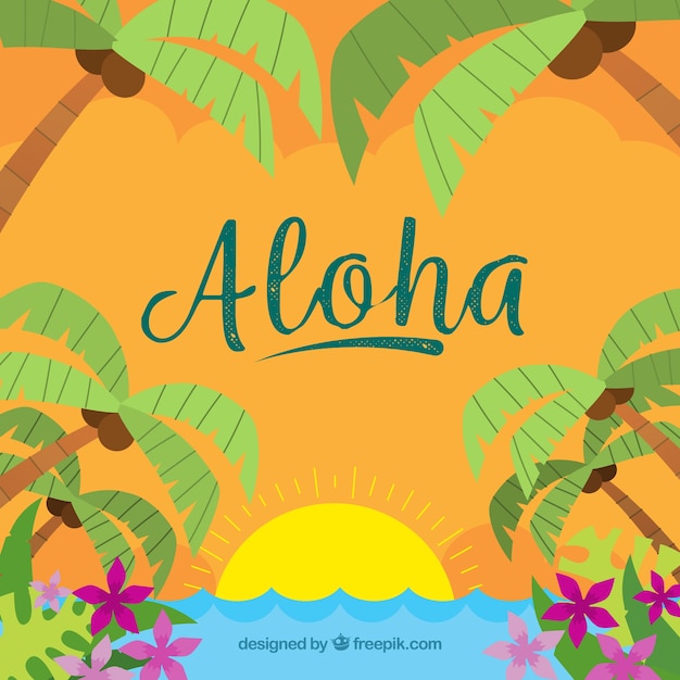 Desenho desenhado de fundo de verão aloha | Vetor Grátis