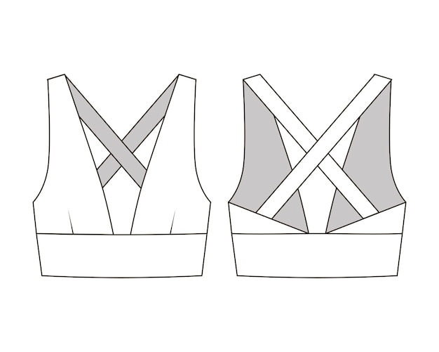 Desenho Técnico De Moda De Top Com Decote Em V Com Alças Vetor Premium 4564