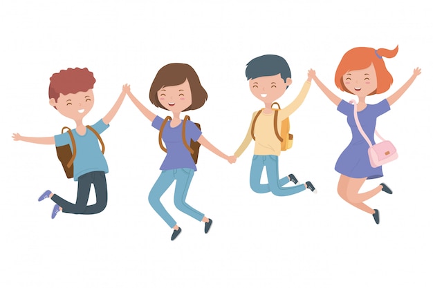 Desenhos Animados Meninos E Meninas De Adolescente Vetor Gratis