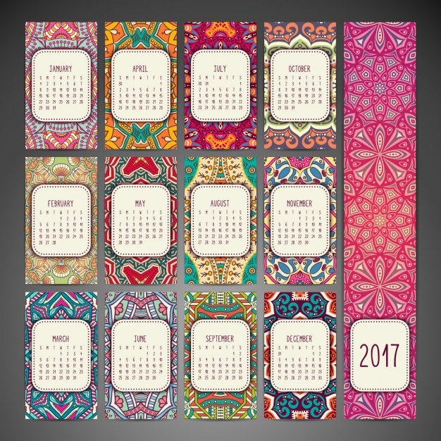 Design de boho calendário do estilo Vetor Grátis