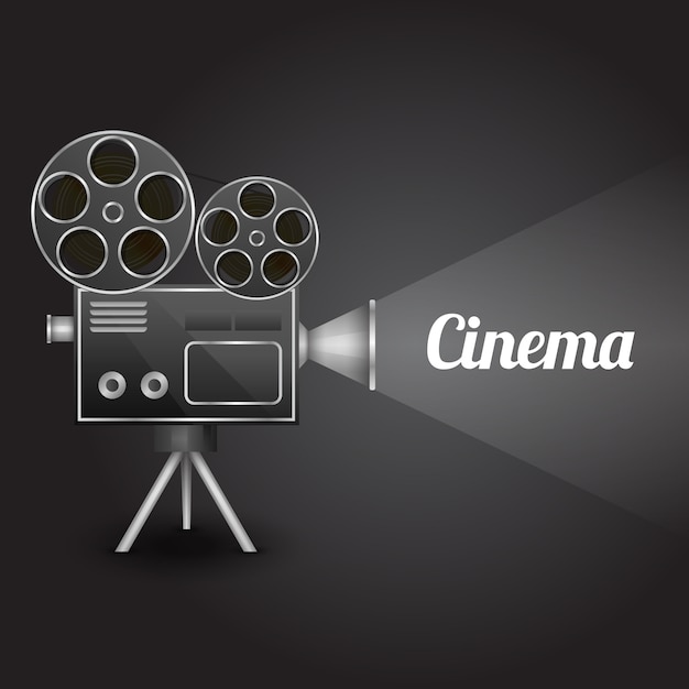 Design de entretenimento de cinema modelo de layout de cartaz com retro câmera projetor ilustração vetorial Vetor grátis