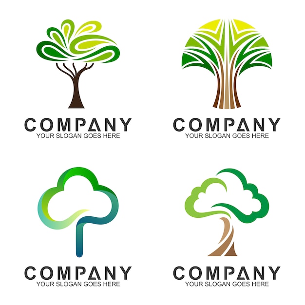 Design de logotipo plana de árvore minimalista | Vetor Premium