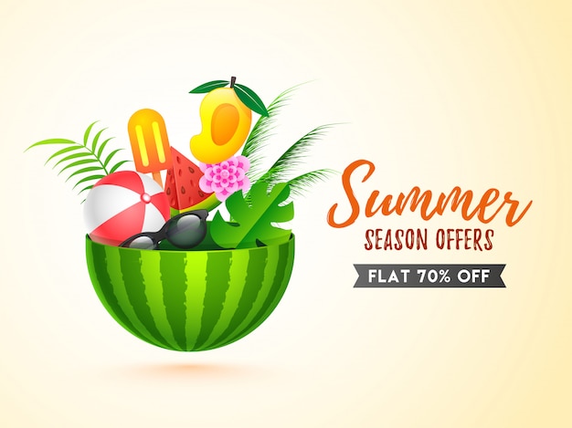 Design de modelo de banner de venda com elementos de verão Vetor Premium