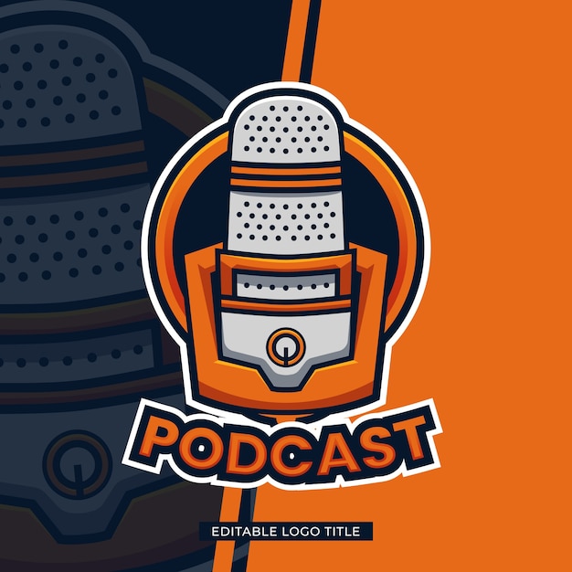 Design De Modelo De Logotipo De Podcast Com Texto Editável Vetor Premium 