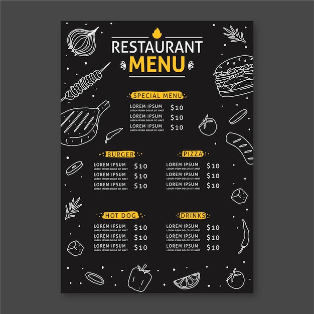 Design De Modelo De Menu De Restaurante Vetor Grátis 3214