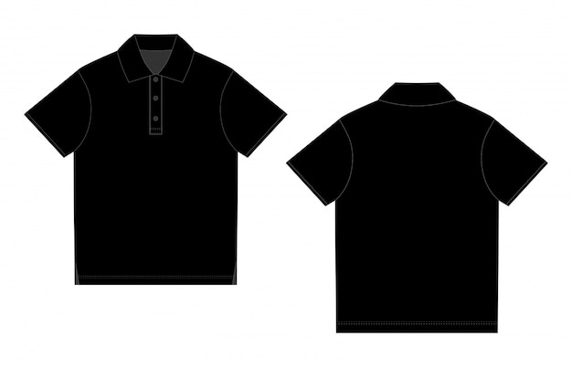 Download Design de t-shirt polo preto. vetor de frente e verso ...
