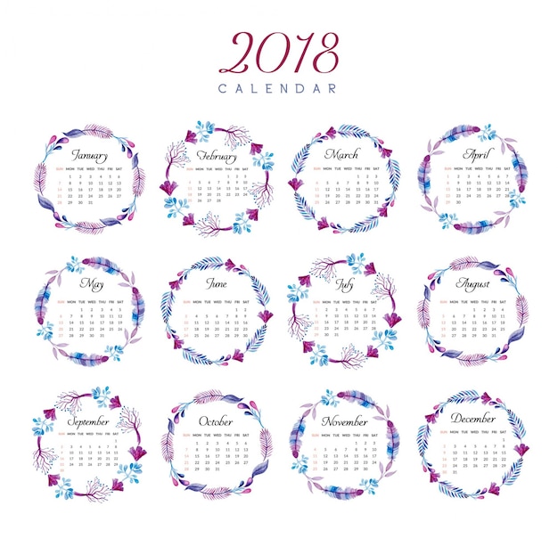 design do anel floral do calendario 2018_1340 465