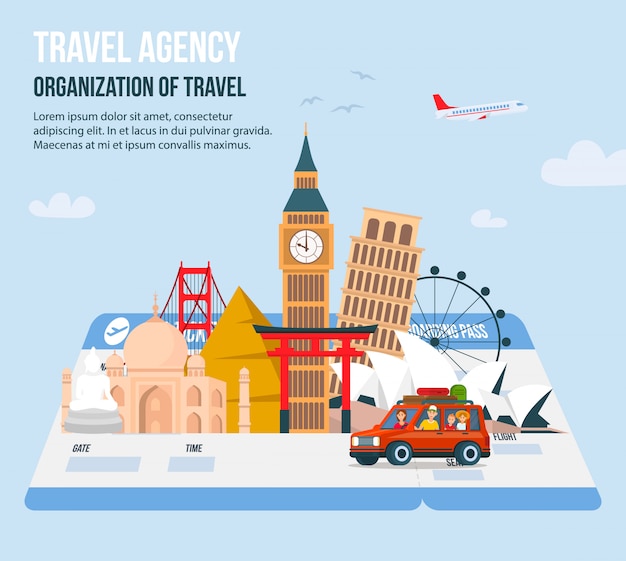 Design para agência de viagens Vetor Premium