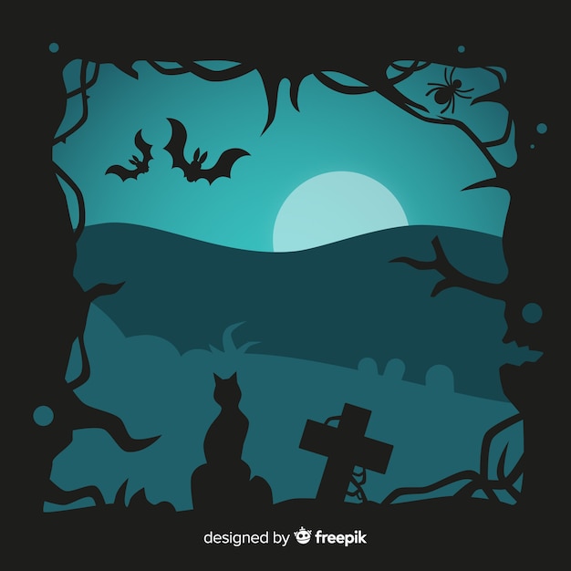 Design plano de moldura de halloween Vetor grátis