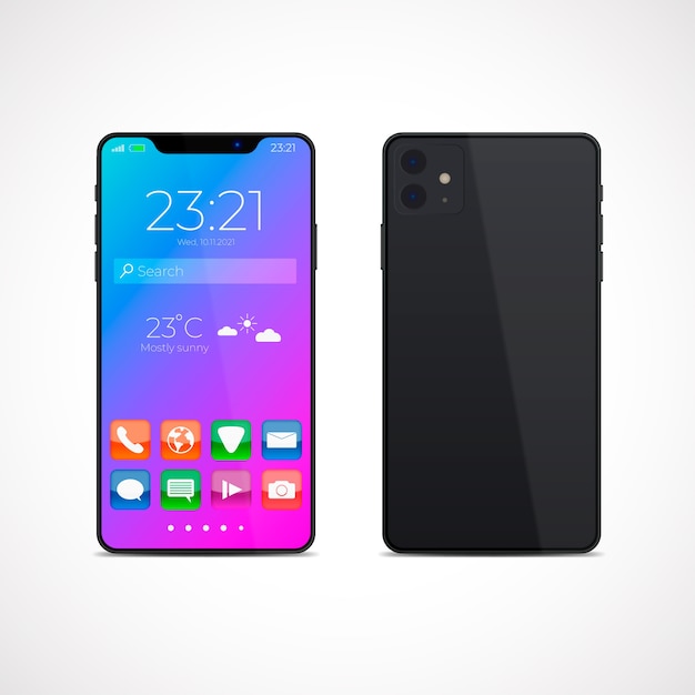 Design realista para smartphone modelo 11 com aplicativos Vetor grátis