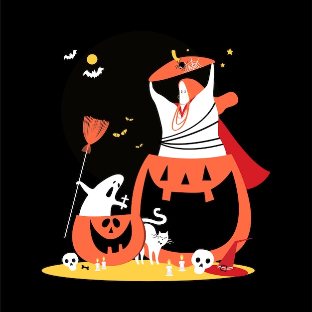 Dia das bruxas bonito conceito ilustração do dia Vetor grátis