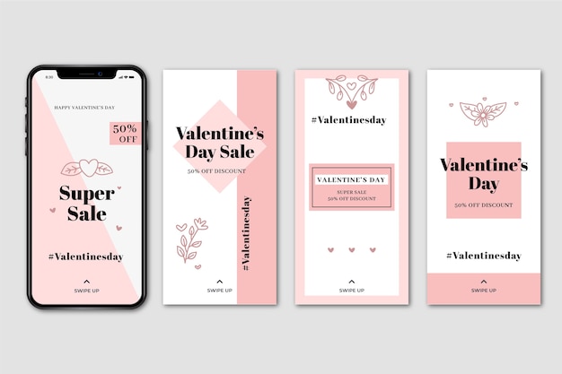 Dia dos namorados venda instagram story set Vetor grátis