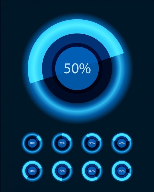 Diagramas redondos e elementos de design vector por cento para apresentação de negócios infográficos Vetor Premium