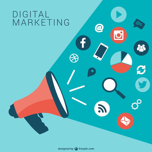 Digital cole o cones de marketing vetor gr tis