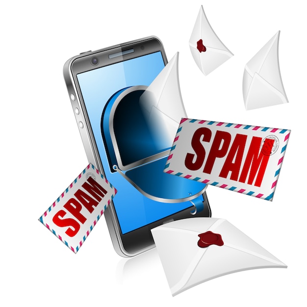 E-mail com spam concept Vetor Premium