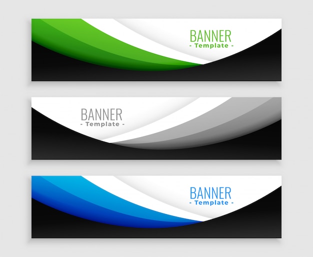 Elegante Conjunto De Modelo De Banners Web Ondulado Vetor Grátis 8321