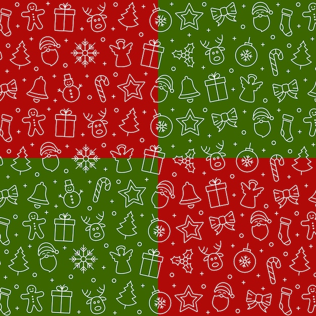 Elementos De Padr O De Cone De Natal Fundo Verde Vermelho Vetor Premium