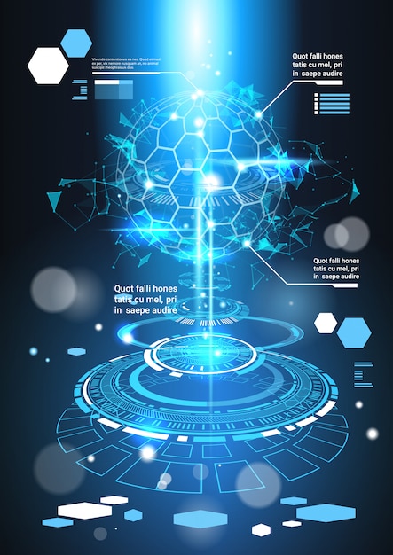 Elementos infográfico futurista modelo banner com cópia espaço tech gráficos de fundo abstrato Vetor Premium
