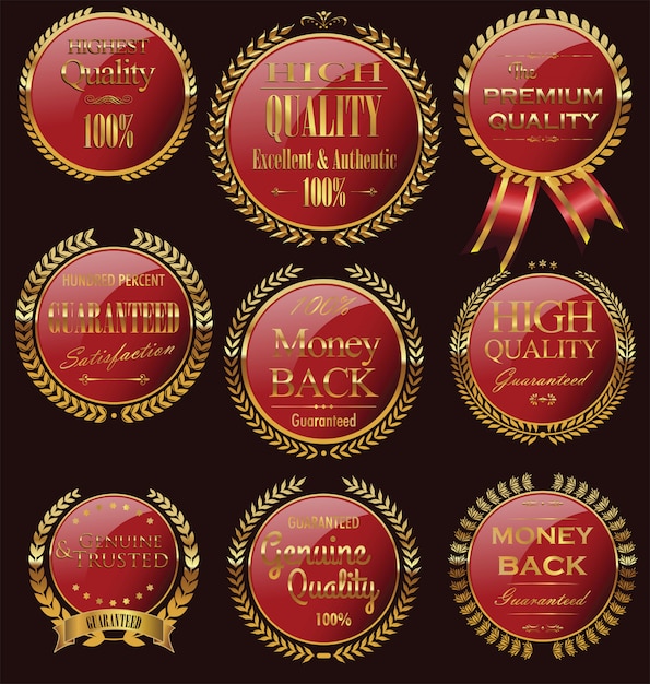 Emblemas dourados Vetor Premium