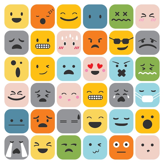 Emoji emoticons definir coleção de sentimentos de expressão de ...