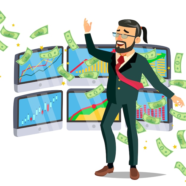 Empresário de chuva de dólar Vetor Premium
