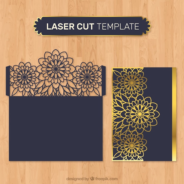 Download Envelope floral dourado com corte a laser | Baixar vetores ...