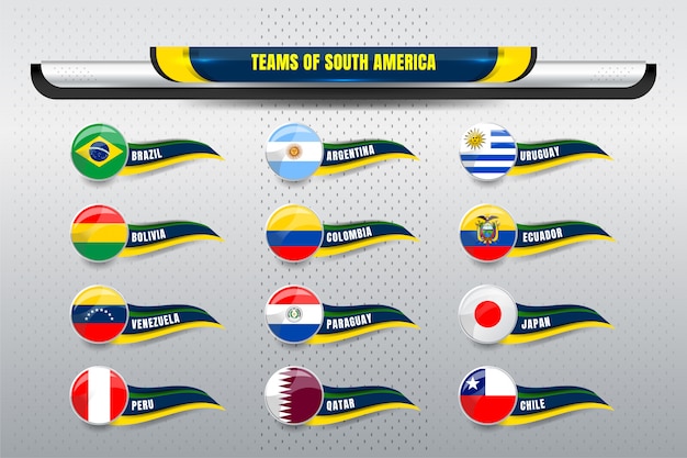 Equipes nacionais da américa do sul Vetor Premium