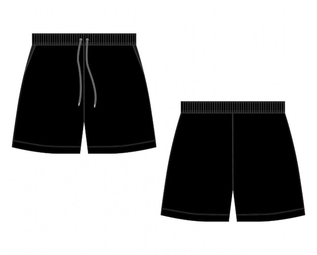 Esboço técnico preto esporte shorts calças no fundo branco | Vetor Premium