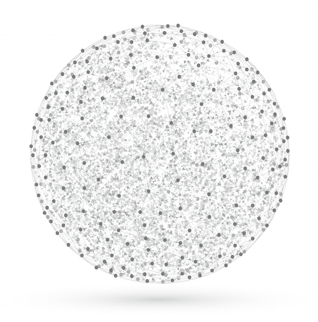 Esfera abstrata de compostos com triângulos nos pontos, globa Vetor Premium