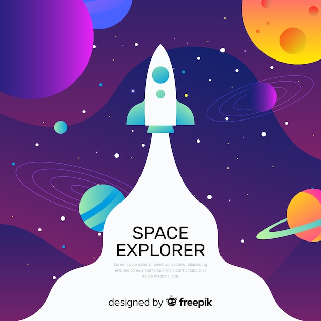 Espaço de gradiente com um fundo de foguete Vetor grátis