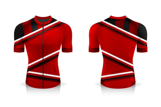 Download Especificação do modelo cycling jersey. mock up sport t shirt uniforme de gola redonda | Vetor ...