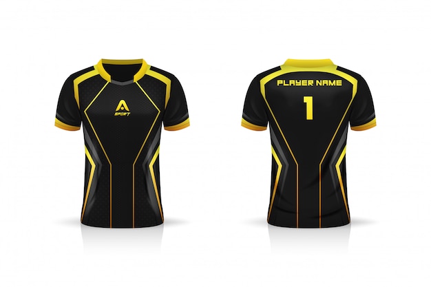 Download Especificação soccer sport, esport gaming t shirt jersey template. mock up uniforme. projeto de ...