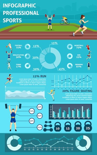 Esporte de pessoas infográfico Vetor grátis