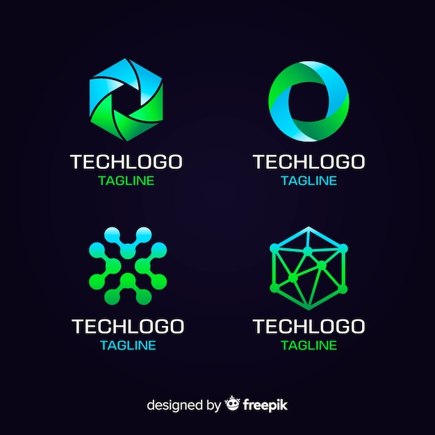 Estilo De Gradiente De Coleção De Logotipo De Tecnologia | Vetor Grátis